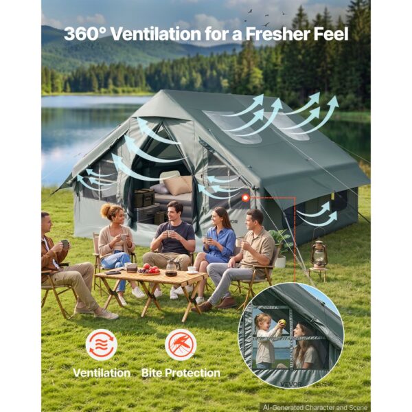 VEVOR Aufblasbares Campingzelt Familienzelt Luftzelt 5-8 Personen Grün – Bild 5