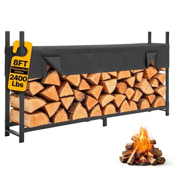 VEVOR Kaminholzregal 1/2 Cord Brennholzregal Feuerholzregal 2440x355x1230mm, Tragfähigkeit 1100 kg