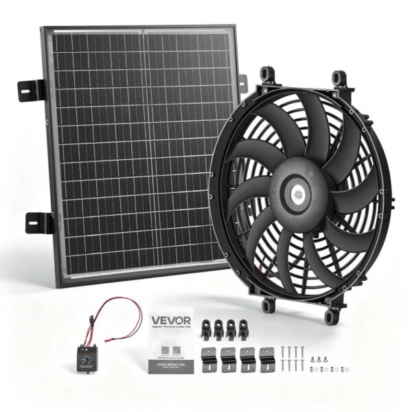 VEVOR Giebellüfter 30,5cm Dachbodenlüfter Solarbetrieben 2208,7m³/h Schwarz, mit Thermostat & 50W Solarpannel VEVOR Giebellüfter 30,5cm Dachbodenlüfter Solarbetrieben 2208,7m³/h Schwarz, mit Thermostat & 50W Solarpannel