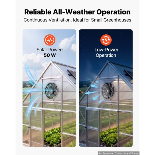 VEVOR Giebellüfter 30,5cm Dachbodenlüfter Solarbetrieben 2208,7m³/h Schwarz, mit Thermostat & 50W Solarpannel – Bild 3 VEVOR Giebellüfter 30,5cm Dachbodenlüfter Solarbetrieben 2208,7m³/h Schwarz, mit Thermostat & 50W Solarpannel – Bild 3