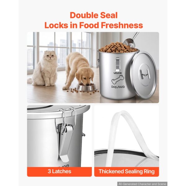 VEVOR Futtertonne Hunde 20 L Edelstahl Tierfutterbehälter für Haustiere Ideal für Wohnzimmer und Küche – Bild 3