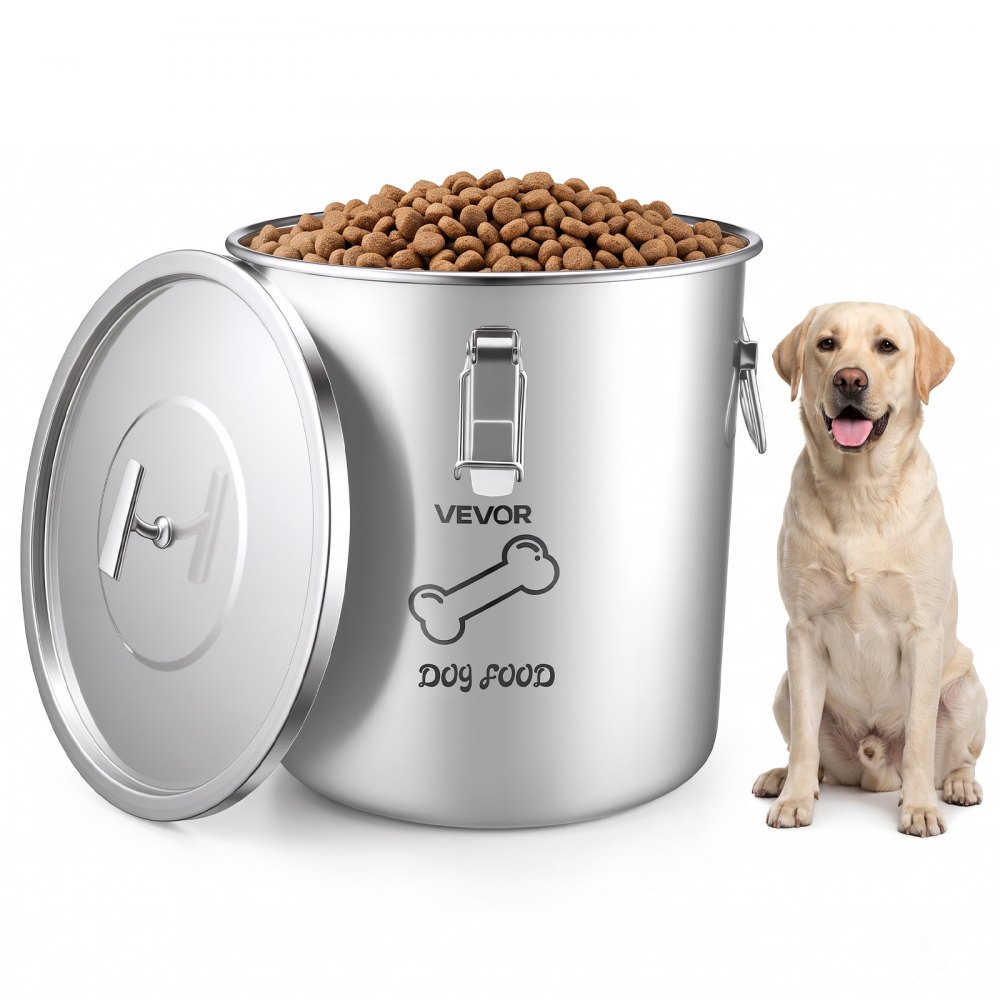 VEVOR Futtertonne Hunde 20 L Edelstahl Tierfutterbehälter für Haustiere Ideal für Wohnzimmer und Küche