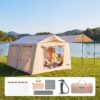 VEVOR Aufblasbares Zelt Luftzelt 5-8 Personen mit Pumpe & Sonnendach Beige