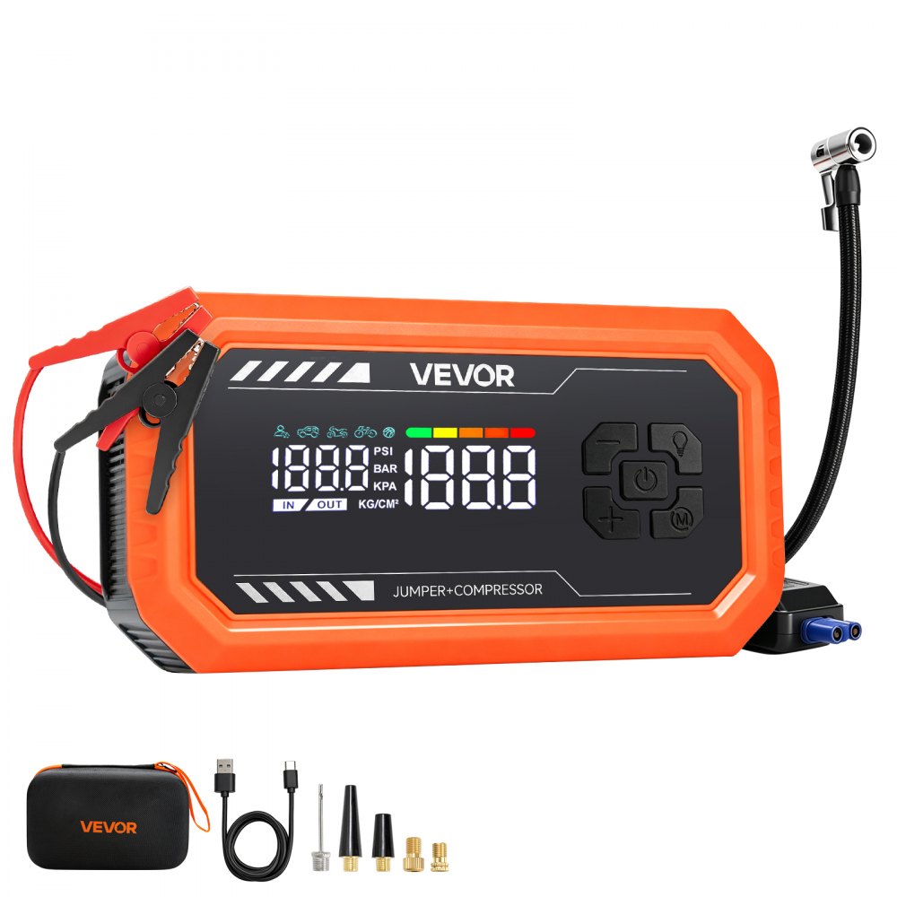 VEVOR Starthilfe Powerbank 3000 A Tragbares Starthilfegerät Starter Booster für 9 L Benzin und 6,5 L