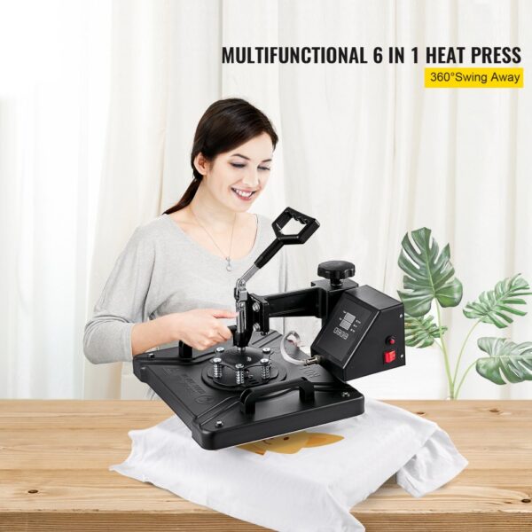 VEVOR Transferpresse 6 in 1 Heißpresse Maschine 38 x 30 cm T-Shirt Presse Hitzepresse DIY mit Digitaler – Bild 2
