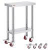 VEVOR rollbarer Arbeitstisch 61 x 30 x 85 cm Edelstahl Catering Arbeitstisch Belastbarkeit 350 kg