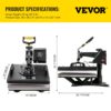VEVOR 8 in 1 Heißpresse Transferpresse für Textiltransferpresse Textilpresse mit Plattenpresse von 38 x 38 cm – Bild 5