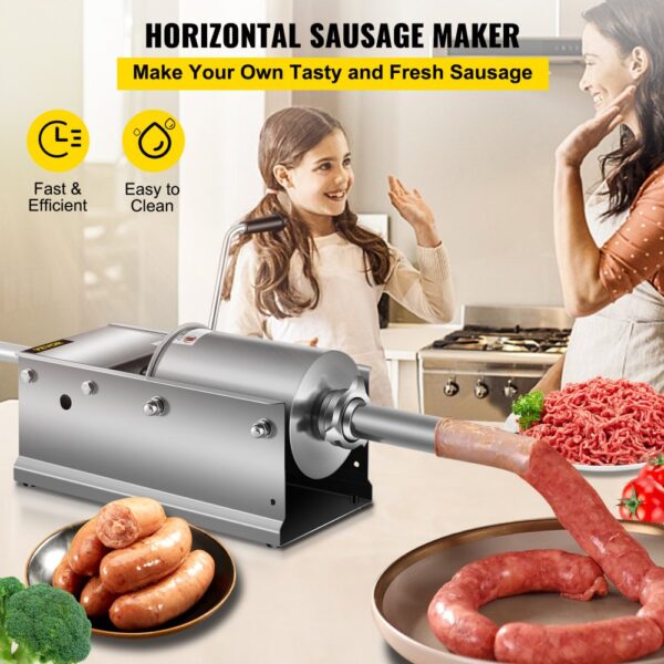 VEVOR Wurstfüller 3L Fleischwölfe Wurstmaschine Wurstfüllmaschine Horizontal Edelstahl Wurstspritze – Bild 2 VEVOR Wurstfüller 3L Fleischwölfe Wurstmaschine Wurstfüllmaschine Horizontal Edelstahl Wurstspritze – Bild 2