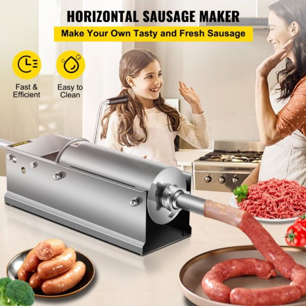 VEVOR Wurstfüller 5L Fleischwölfe Wurstmaschine Wurstfüllmaschine Horizontal Edelstahl Wurstspritze – Bild 2