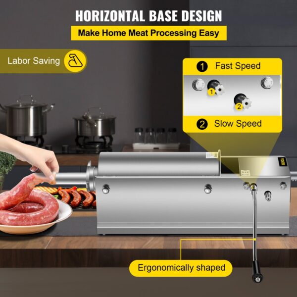 VEVOR Wurstfüller 5L Fleischwölfe Wurstmaschine Wurstfüllmaschine Horizontal Edelstahl Wurstspritze – Bild 4