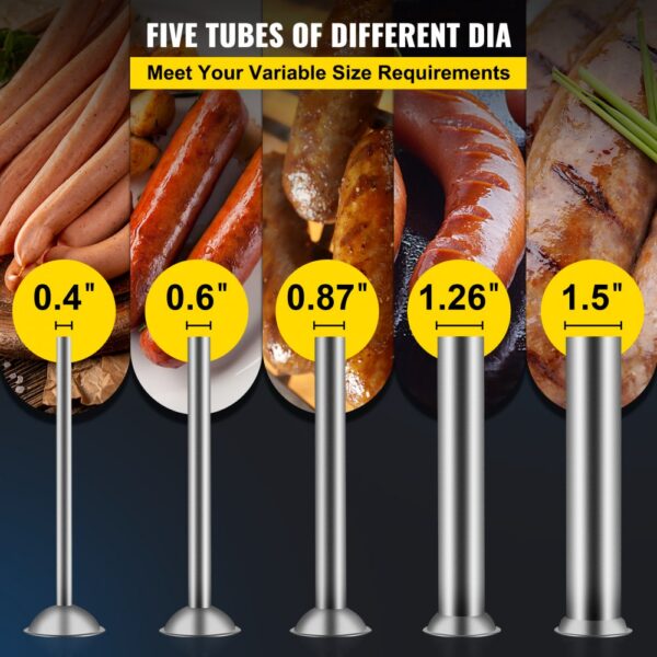 VEVOR Wurstfüller 5L Fleischwölfe Wurstmaschine Wurstfüllmaschine Horizontal Edelstahl Wurstspritze – Bild 5