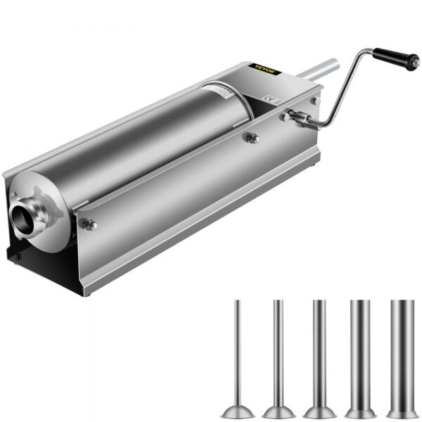 VEVOR Wurstfüller 7L Fleischwölfe Wurstmaschine Wurstfüllmaschine Horizontal Edelstahl Wurstspritze