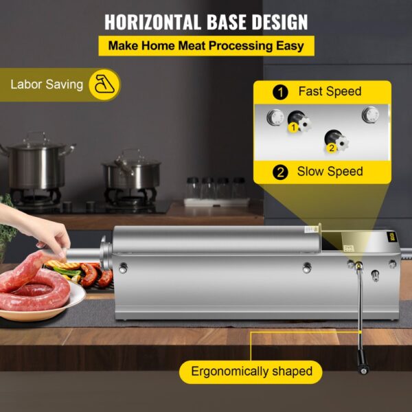 VEVOR Wurstfüller 7L Fleischwölfe Wurstmaschine Wurstfüllmaschine Horizontal Edelstahl Wurstspritze – Bild 4