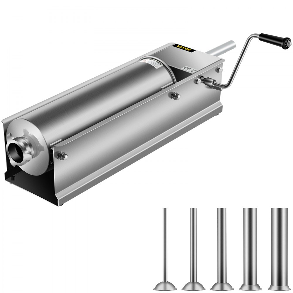 VEVOR Wurstfüller 7L Fleischwölfe Wurstmaschine Wurstfüllmaschine Horizontal Edelstahl Wurstspritze