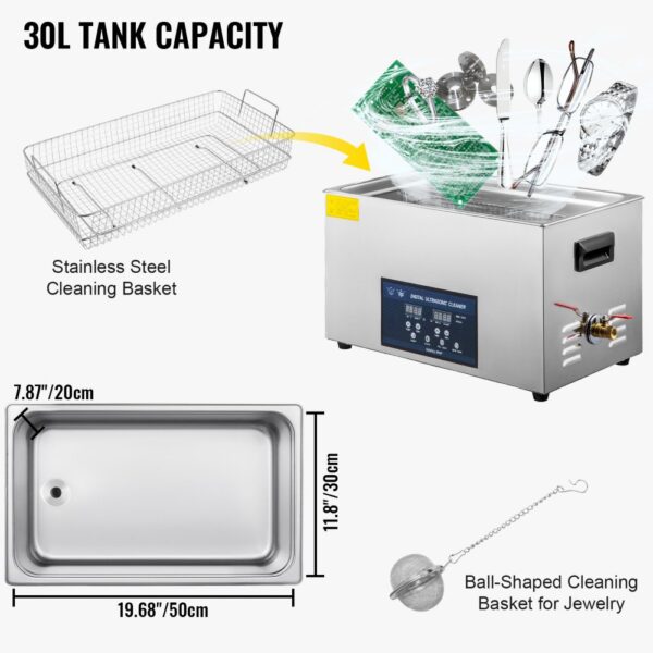 VEVOR Ultraschall Reiniger 30 L, Ultraschallreiniger Brille 230 V, 600 W – Bild 5 VEVOR Ultraschall Reiniger 30 L, Ultraschallreiniger Brille 230 V, 600 W – Bild 5