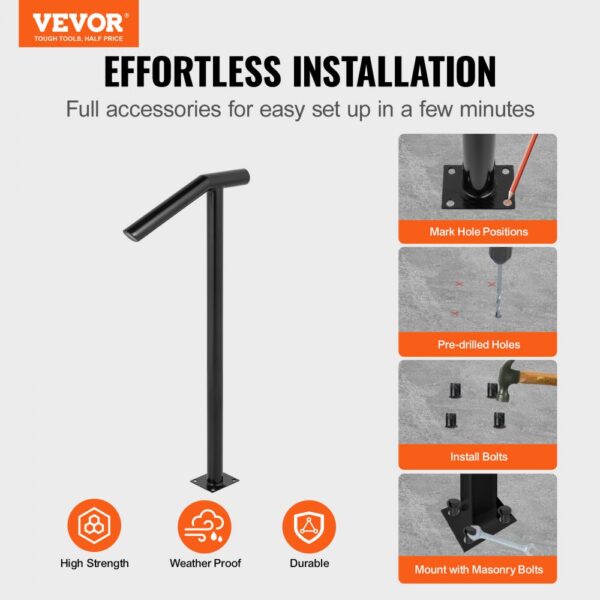 VEVOR Handlauf 95CM Höhe Schmiedeeisenhandlauf Belastbarkeit 91KG Rundrohr – Bild 2