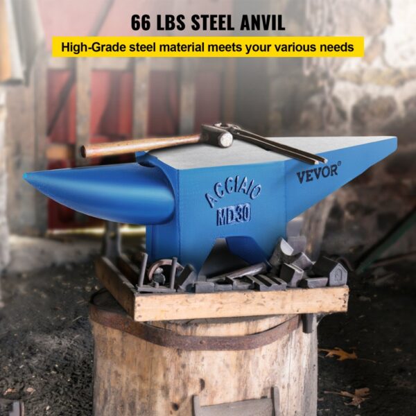 VEVOR Amboss 30kg Schmiede-Amboss für Schmiede Doppeltes Horn aus Stahl Schmiedwerkzeug robust – Bild 2