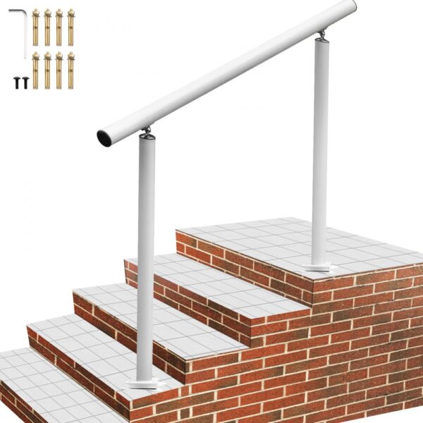 VEVOR Treppengeländer-Set, 1-4 Stufen, weißer Aluminium-Handlauf, 4 Fuß, flexibler Außendeck-Handlauf, Zangen