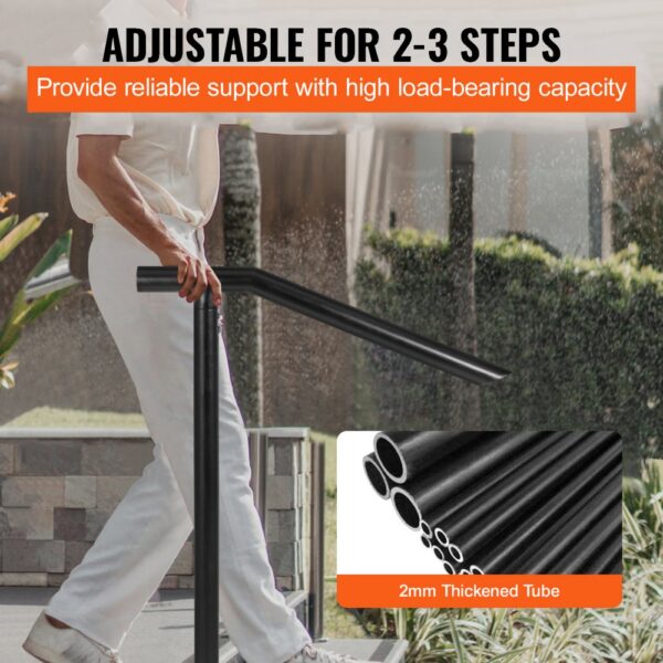 VEVOR Treppengeländer Stahl 102x71,3 cm Handlauf für 1 bis 3 Stufen Treppen Geländer 150 kg Traglast – Bild 4