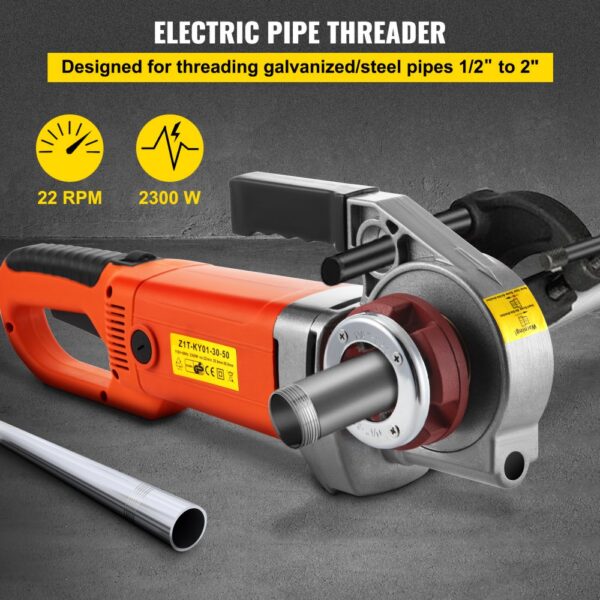 VEVOR Tragbare Gewindeschneidmaschine, 6 Matrizen, 2300 W 220 V Elektro-Gewindeschneidmaschine(EU PLUG 220V) – Bild 2