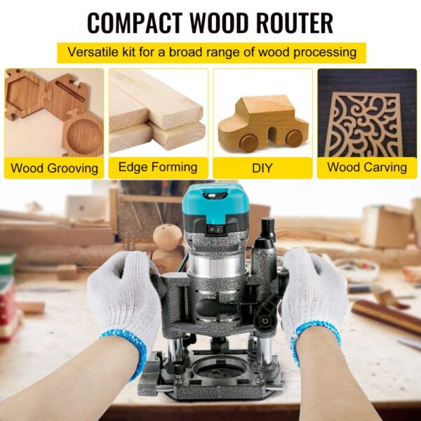 VEVOR Einhand Holz Oberfräse 710 W, Electrik Hand Holz Oberfräse 33000 U / min, 3 Spannzangen – Bild 2