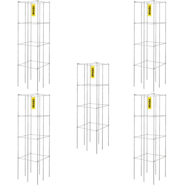 VEVOR Tomatenkäfige, 30 x 30 x 117 cm, 5er-Set quadratische Pflanzenstützkäfige