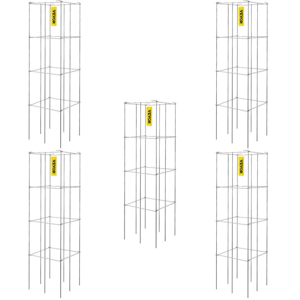 VEVOR Tomatenkäfige, 30 x 30 x 117 cm, 5er-Set quadratische Pflanzenstützkäfige