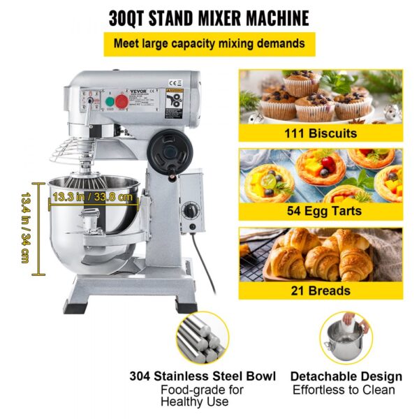 VEVOR Küchenmaschine Scheffler 1100W Knetmaschine, Teigmaschine,3 Geschwindigkeiten, Inklusive – Bild 3 VEVOR Küchenmaschine Scheffler 1100W Knetmaschine, Teigmaschine,3 Geschwindigkeiten, Inklusive – Bild 3