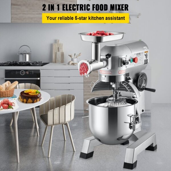 VEVOR Küchenmaschine, 1100 W Knetmaschine 20 L Edelstahl Kompakt Küchenmaschine 120 kg/h Fleischwolf – Bild 2