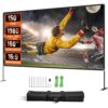 VEVOR Projektionsleinwand mit Ständer 381cm Tragbare Filmleinwand 16:9 Outdoor Indoor Beamer Leinwand