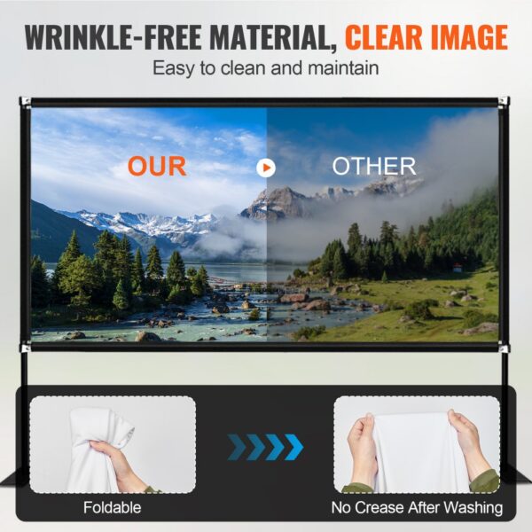 VEVOR Projektionsleinwand mit Ständer 381cm Tragbare Filmleinwand 16:9 Outdoor Indoor Beamer Leinwand – Bild 3