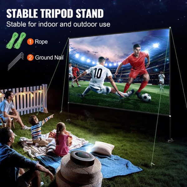 VEVOR Projektionsleinwand mit Ständer 381cm Tragbare Filmleinwand 16:9 Outdoor Indoor Beamer Leinwand – Bild 4