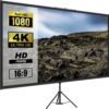 VEVOR 16:9 Beamer Leinwand Stativ 4K HD Rolloleinwand 160 Grad Betrachtungswinkel Projektionsleinwand
