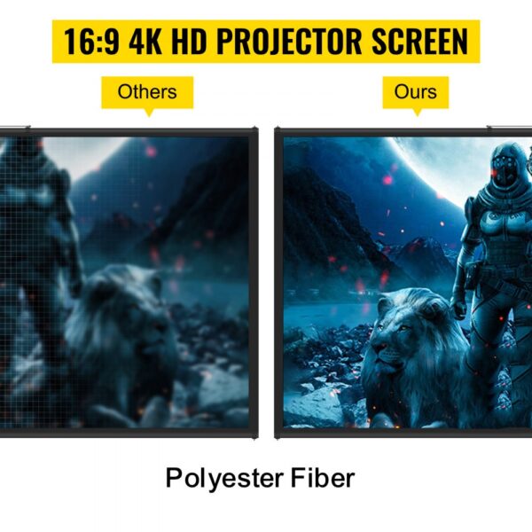 VEVOR 16:9 Beamer Leinwand Stativ 4K HD Rolloleinwand 160 Grad Betrachtungswinkel Projektionsleinwand – Bild 2