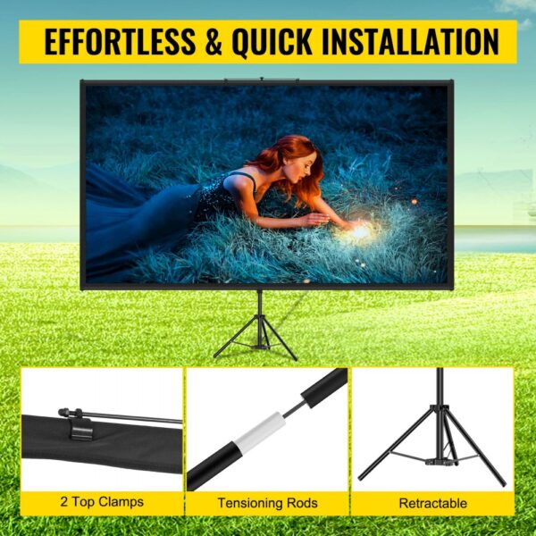 VEVOR 16:9 Beamer Leinwand Stativ 4K HD Projektionsleinwand Rolloleinwand Projektionsfläche 133x76cm – Bild 5