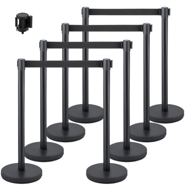 VEVOR 8 x Absperrpfosten aus Eisen und Stahl, Hotels, Personenleitsystem Absperrständer 90 cm Gesamthöhe