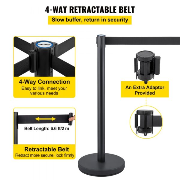 VEVOR 8 x Absperrpfosten aus Eisen und Stahl, Hotels, Personenleitsystem Absperrständer 90 cm Gesamthöhe – Bild 4