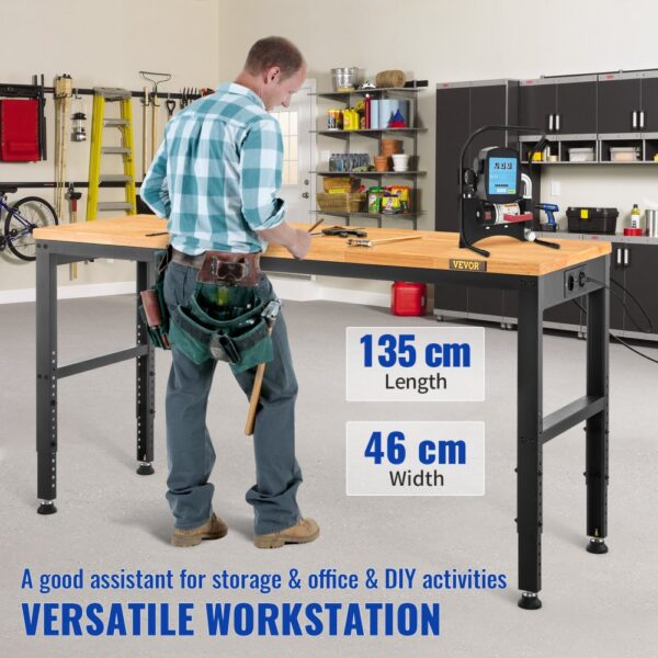 VEVOR Höhenverstellbare Werkbank 135 x 46 x 72, 97 cm Spanntisch, 900 kg Gewichtskapazität Arbeitstisch – Bild 2