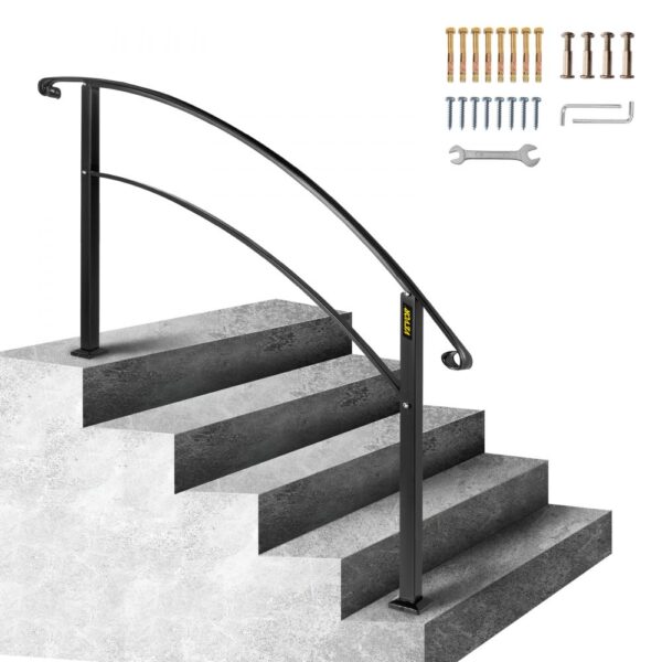 VEVOR Geländer 5ft Treppengeländer 4 bis 4 Stufen 0 ° bis 45 ° Eingangsgeländer formschön schwarz edelstahl VEVOR Geländer 5ft Treppengeländer 4 bis 4 Stufen 0 ° bis 45 ° Eingangsgeländer formschön schwarz edelstahl