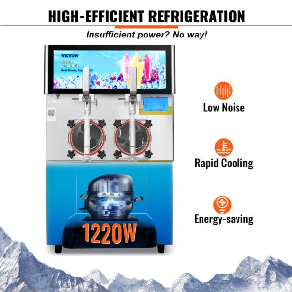 VEVOR 8 L x 2 Kommerzielle Slusheis Maschine, Slushgerät mit 26~32 L/Std. Slush Slushy Maschine – Bild 5