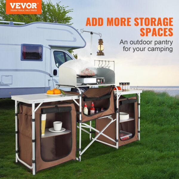 VEVOR Campingküche Campingschrank 174 x 176 x 46 cm, Tischküche mit Lampenmast & Haken Reiseküche – Bild 2 VEVOR Campingküche Campingschrank 174 x 176 x 46 cm, Tischküche mit Lampenmast & Haken Reiseküche – Bild 2