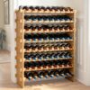 VEVOR Weinregal Weinständer für 72 Flaschen, BambusßFlaschenregal mit 8 Fächern, Bar