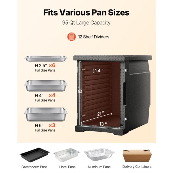 VEVOR Isolierter Thermobox Isolierbox Lebensmittelbehälterträger, 90 L für Catering, Kantine usw. – Bild 4