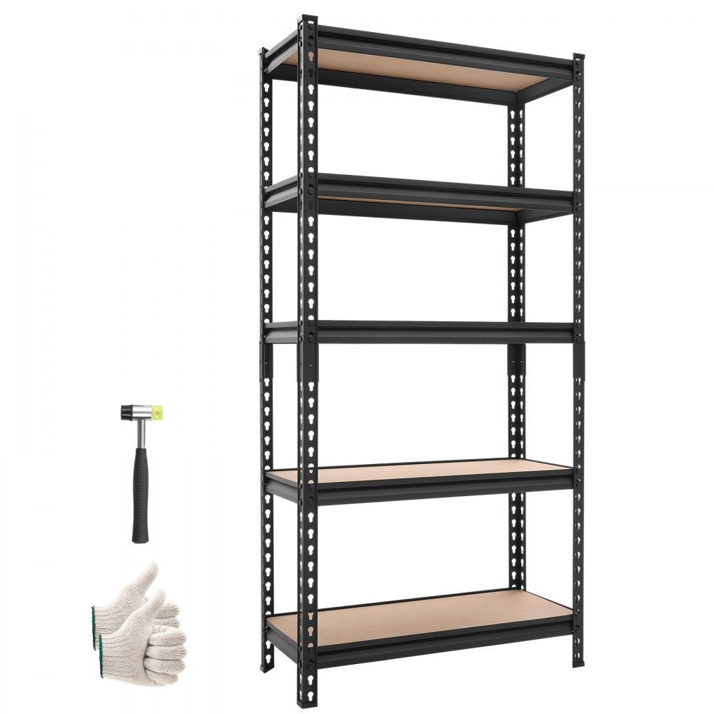 VEVOR Schwerlastregal Lagerregal 5 Ablagen 759x309x1520mm 907,2kg Belastbar, Stahlgestell, Werkbank Funktion