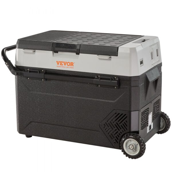 VEVOR Camping Kühlschrank 53 L Kühlbox, 12 / 24 V Rollbare Elektrische Gefrierbox 2 in 1 Doppelzone, Lkw