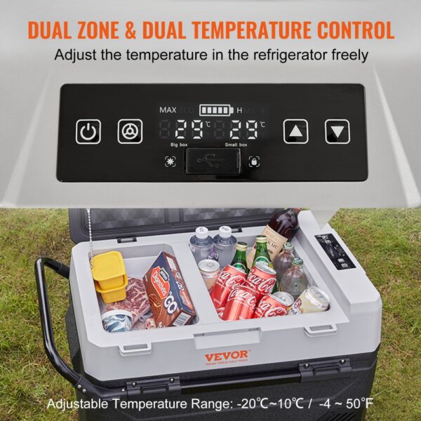 VEVOR Camping Kühlschrank 53 L Kühlbox, 12 / 24 V Rollbare Elektrische Gefrierbox 2 in 1 Doppelzone, Lkw – Bild 3