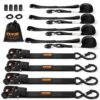 VEVOR 4er-Set Spanngurt 0,025 x 4,6 m Zurrgurt 998 kg Ratschenzurrgurt Polyester-Gurt Kohlenstoffstahl-Haken