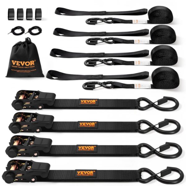 VEVOR 4er-Set Spanngurt 0,025 x 4,6 m Zurrgurt 998 kg Ratschenzurrgurt Polyester-Gurt Kohlenstoffstahl-Haken