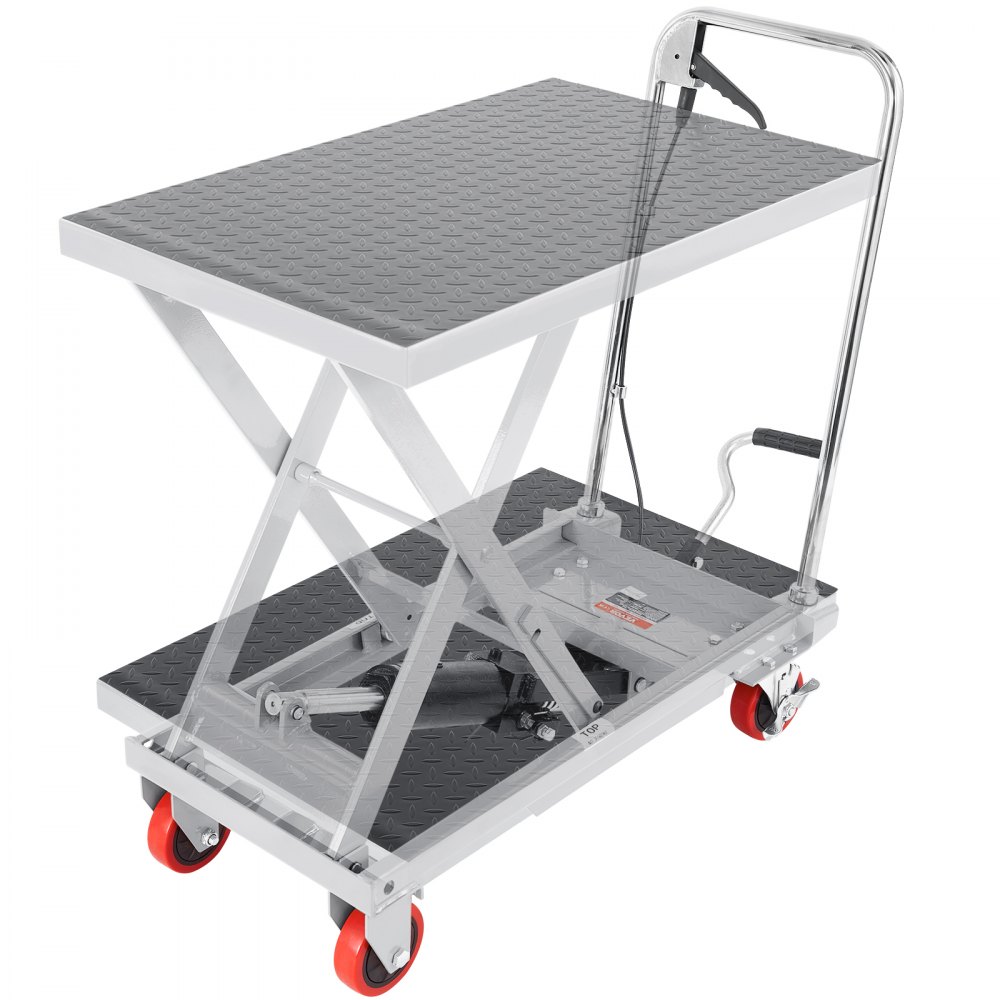 VEVOR Scherenhubtisch hydraulisch 230 kg Tragfähigkeit Hubtischwagen 220–720 mm Hubbereich Hubtisch Werkstatt