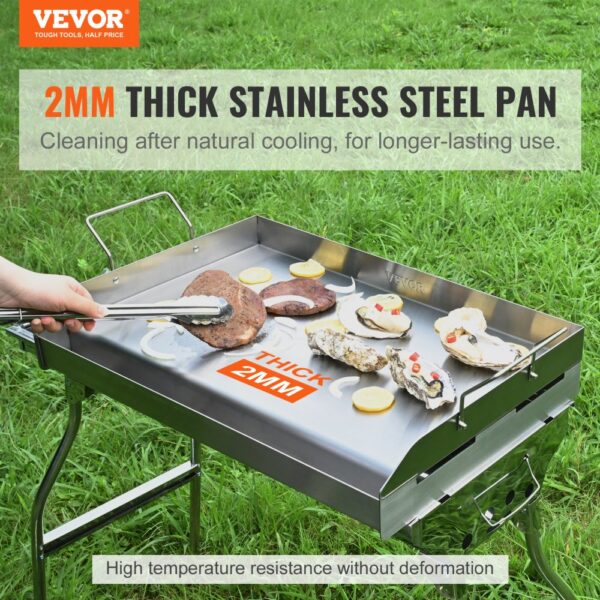 VEVOR Grillplatte 430 Edelstahl 608 x 403 x 99 mm, Universal Grillplatte 2 mm Dicke Verwendbar – Bild 2